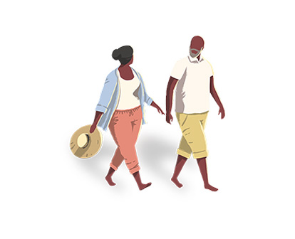 Illustration of a couple walking