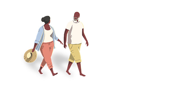 Illustration of a couple walking
