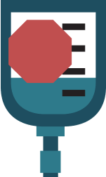 Icon of an IV bag with a stop sign symbol, representing dose discontinuation.