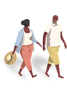 Illustration of a couple walking.